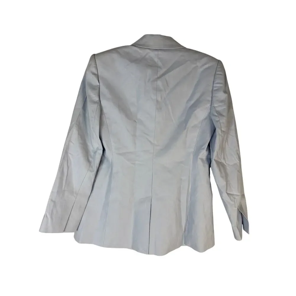Rebecca Taylor NYC Slub Denim Blazer Jacket Scallop Trim Office Old Money 6